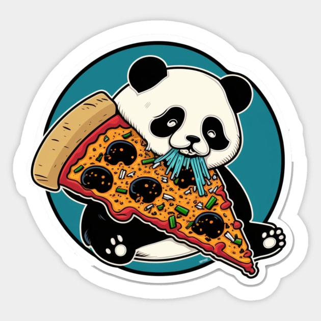 Cute Lovely Panda Eats Pizza Sticker by kiddo200